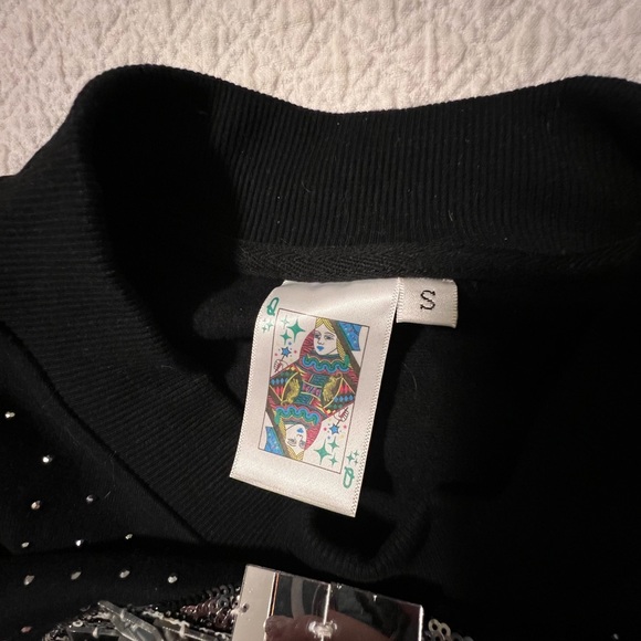 Pristine Queen of Sparkles QOS Size Small Black Sweatshirt with Silver DiscoBall - Picture 4 of 6